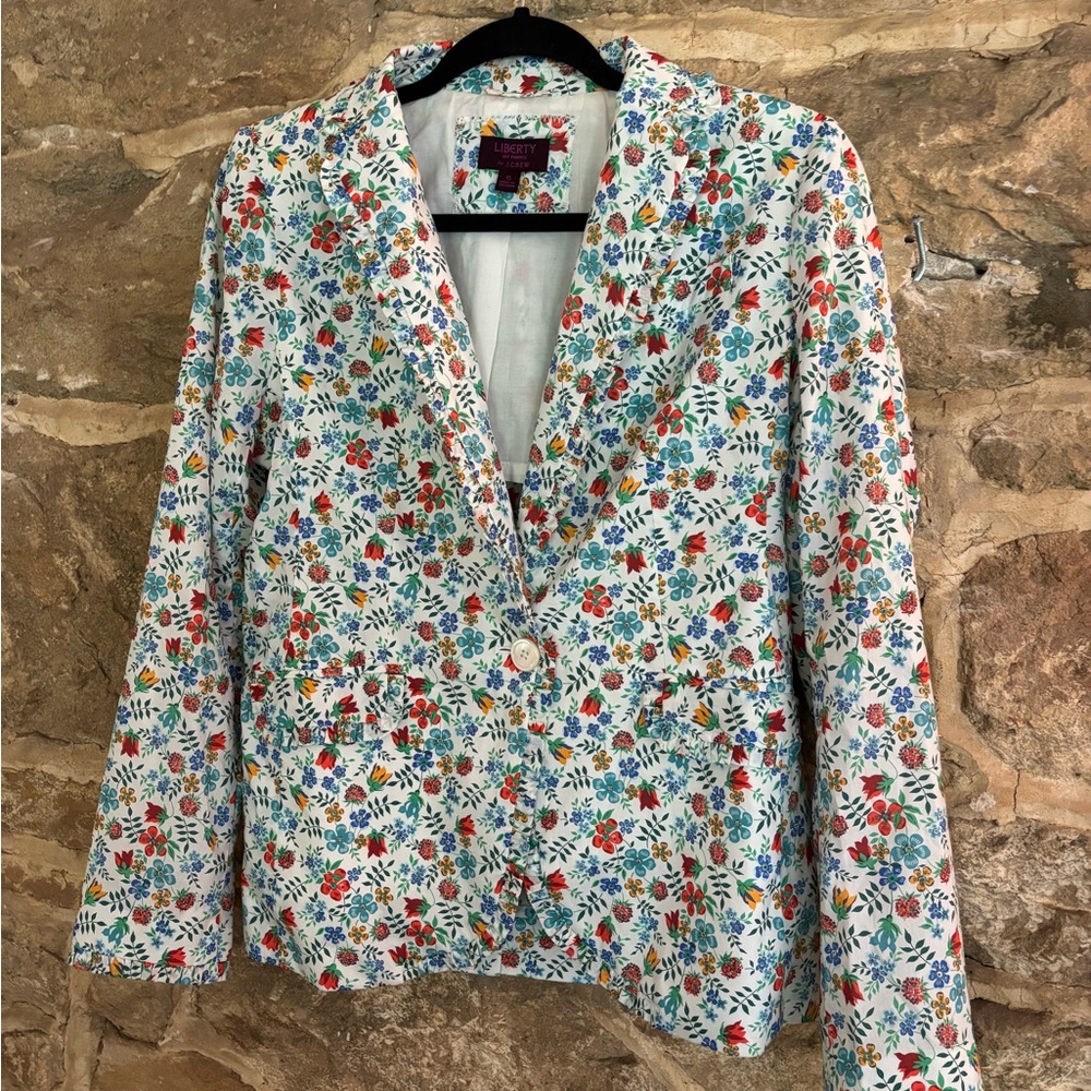 J. Crew Liberty Floral Blazer with Red, Blue, and Green